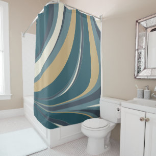 Cortina Para Box Na moda Abstrato Marble Swirl em Teal e Dourado