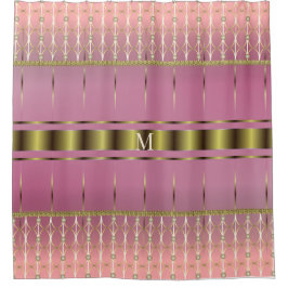 Cortina Para Box Na moda Boho Rosa E Dourado Geométrico