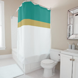 Cortina Para Box Na moda Bright White Teal Matal Ouro Tan Stripes