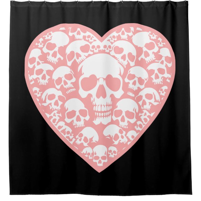 Cortina Para Box namorados pastel gótico crânio rosa (Frente)