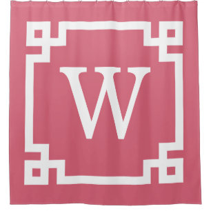 Cortina Para Box Nantucket Vermelho Wt Chave Grega #2 Init Monogram