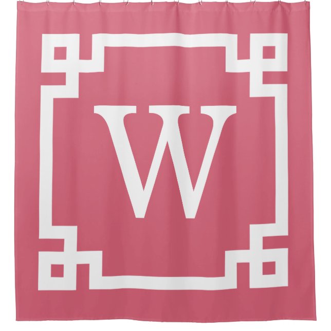 Cortina Para Box Nantucket Vermelho Wt Chave Grega #2 Init Monogram (Frente)