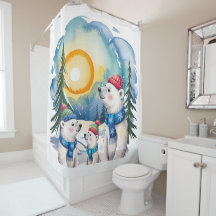 Natal da família de ursos polares de inverno