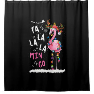 Cortina Para Box Natal - Fa-La-La-Mingo Flamingo Com Natal