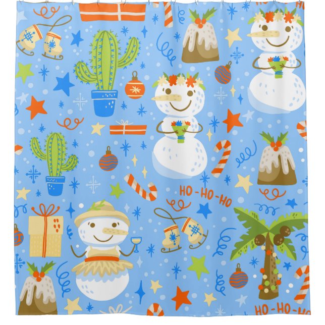 Cortina Para Box natal tropical july snowman cactus verão xmas (Frente)