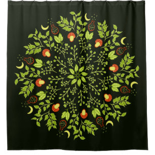 Cortina Para Box Nature Lover Mandala - Poções, Cogumelos, Folhas