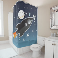 Nave Espacial Foguete Azul e Laranja Caprichosa