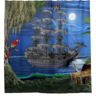 Cortina Para Box Navio de pirata enluarada Mystical