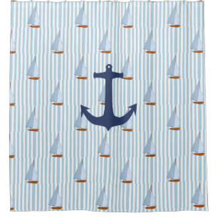 Cortina Para Box Navio Navegador Náutico Marinho, White e Blue Str