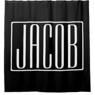 Cortina Para Box Negrito e Moderno Seu Nome ou Palavra   Branco A P