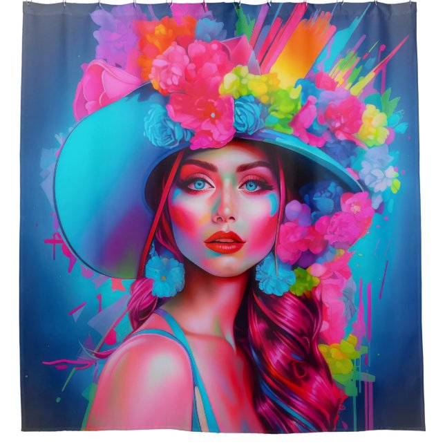 Cortina Para Box Neon Fantasy Floral Retrato (Frente)
