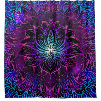 Cortina Para Box Neon Lotus Flower Boho Impressão