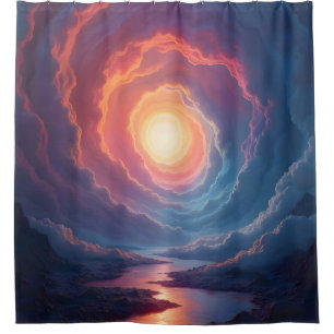 Cortina Para Box Neon Maelstrom – Espiral de Nuvem Etérea Chuveiro 