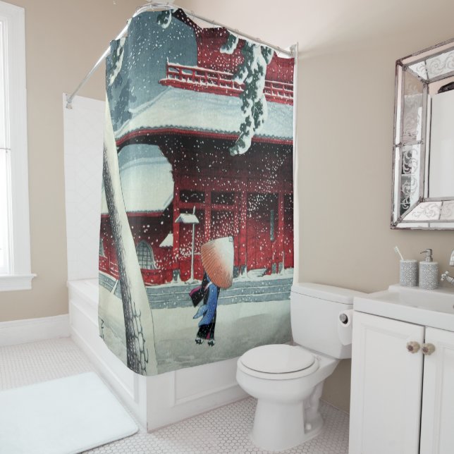 Cortina Para Box Neve à noite no rio Edo Hasui Kawase (In Situ)