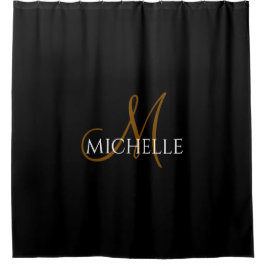 Cortina Para Box Nome com Monograma Personalizado em Preto e Branco