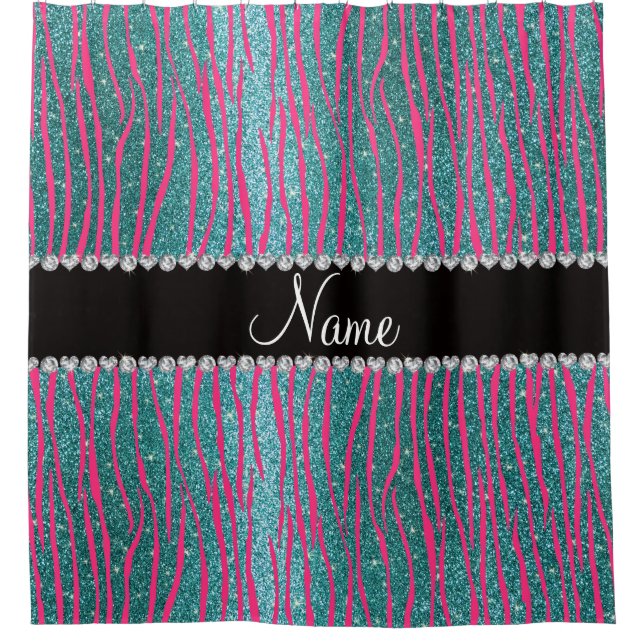 Cortina Para Box Nome cor-de-rosa stripes turquoise (Frente)