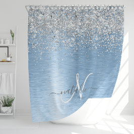 Cortina Para Box Nome do Monograma da Glitter de Prata de Metal Bru