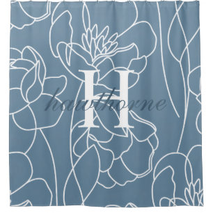 Cortina Para Box Nome Monograma Flor Silvestre Elegante Moderno