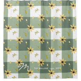 Cortina Para Box Nome monograma, gingham de gingham de gingham de g