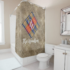 Cortina Para Box Nome & Nome Inicial Da Família Russa, Burlap Monog