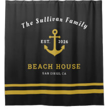 Nome Personalizado Âncora Casa de Praia Preto Ouro