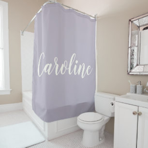 Cortina Para Box Nome Personalizado Caligrafia Minimalista Lilás