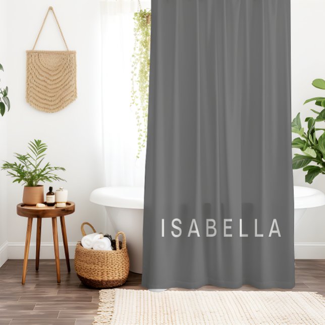 Cortina Para Box Nome Personalizado Cinza Minimalista Moderno (Criador carregado)