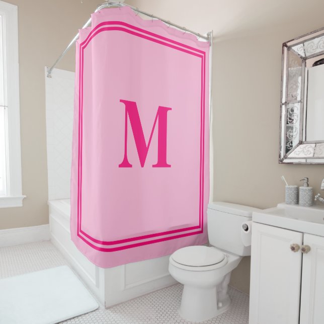 Cortina Para Box Nome Personalizado de Strike da Fuchsia Monogramas (In Situ)