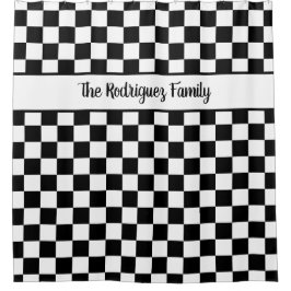 Cortina Para Box Nome Personalizado do Padrão Verificado em Branco