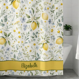 Cortina Para Box Nome Personalizado Flor de Campo Limão Estilo Fran