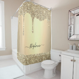 Cortina Para Box Nome Personalizado Script Dourado Glitter Drives L