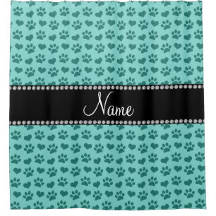 Cortina Para Box Nome personalizado: seafoam verde corações e pat