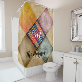 Cortina Para Box Nome Russo Monograma Juta de Xadrez com Correção B