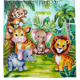Cortina Para Box Nomes Personalizados Animais da Selva Safari Crian
