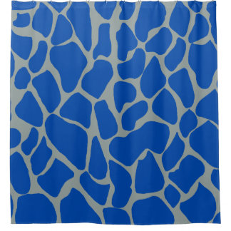 Cortina Para Box Nordic Cobalto Azul Cinza Girafa Estampa Animal