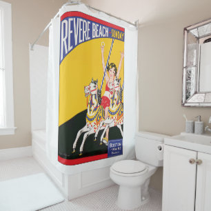 Cortina Para Box Nostálgico do Poster do Vintage Revere Beach Carou