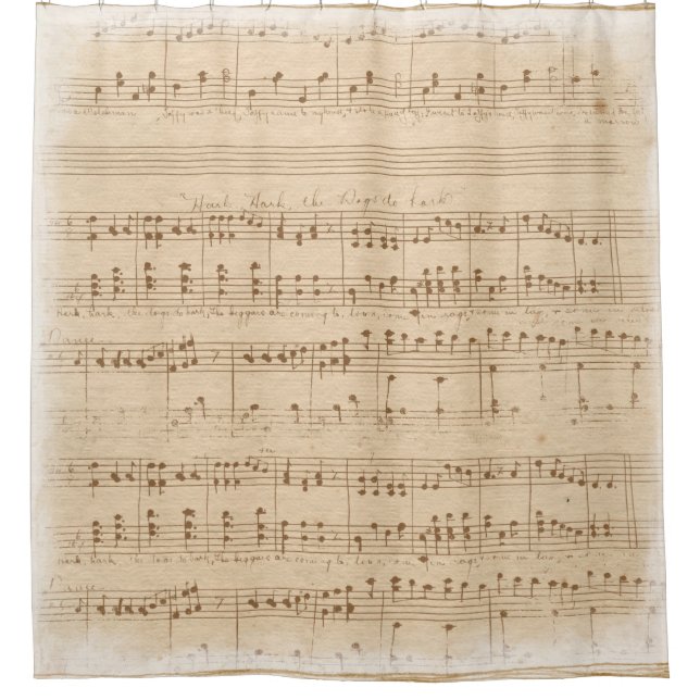 Cortina Para Box notas de música vindima beige (Frente)