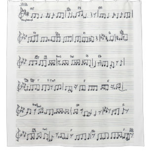 Cortina Para Box Notas Musicais De Música De Folha Manuscrita