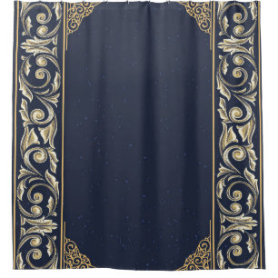 Cortina Para Box nouveau da arte, azul marinho, ouro, antiguidade,
