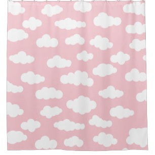 Cortina Para Box Nuvens De Pastel Brancas E Rosa Asticadas