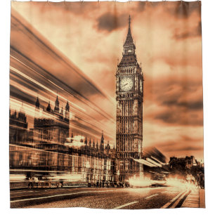 Cortina Para Box O Big Ben em estilo retrô em Londres