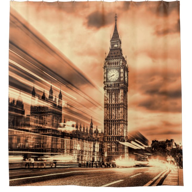 Cortina Para Box O Big Ben em estilo retrô em Londres (Frente)