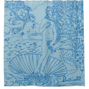 Cortina Para Box O Nascimento de Vênus Sandro Botticelli Blue Line