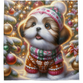 Cortina Para Box "O Primeiro Natal de Shh Tzu Puppy"