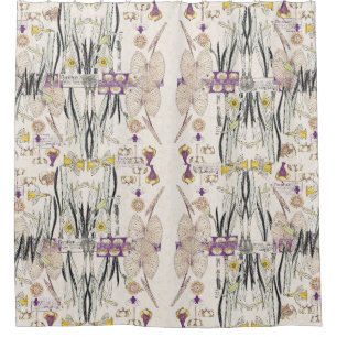 Cortina Para Box O vintage francês de Nouveau da arte floresce a