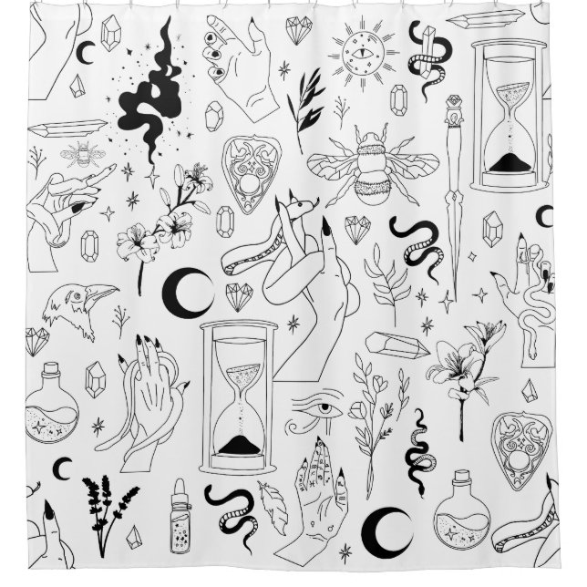 Cortina Para Box occult mystical esoteric witchcraft crystals white (Frente)