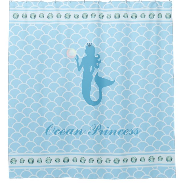 Cortina Para Box Ocean Princess Sereid em Turquoise Wavy (Frente)
