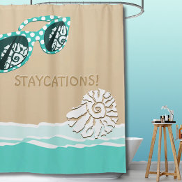 Cortina Para Box Óculos de Sol com Bolinhas Turquesa Staycations