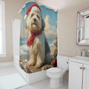 Cortina Para Box Old English Sheepdog Christmas Vintage Beach