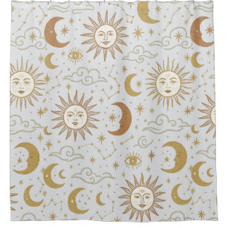 Cortina Para Box Old school retro stars and constelations design